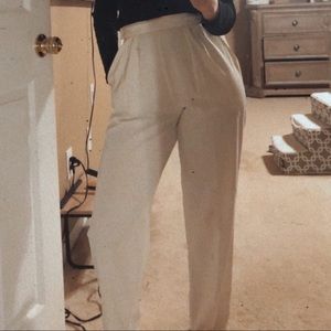 Vintage Ivory High Waist Pleated Trousers